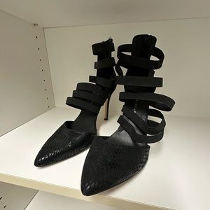 Free People Vegan Snakeskin Strappy Heels